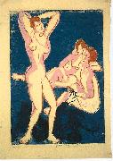 Ernst Ludwig Kirchner, Three nudes and reclining man